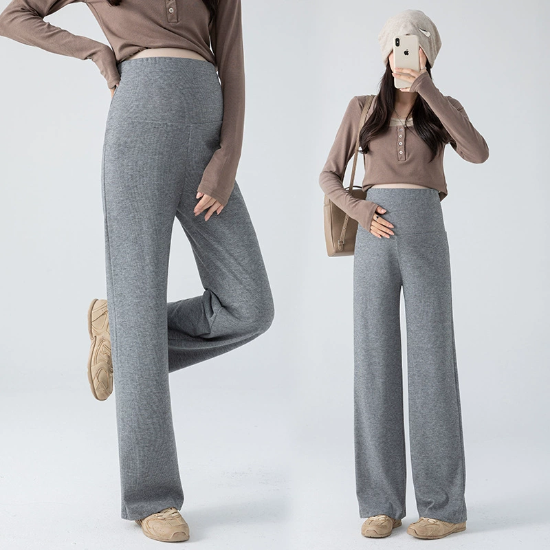 Брюки для беременных осенью носить на улице 2025 новый маленький человек без живота весна и осень плюс размер прямые брюки осенняя и зимняя одежда