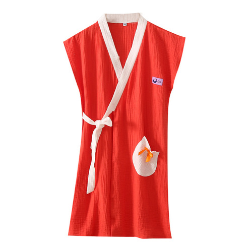 Summer Kids' Cotton Yarn Wearable Bath Towel-Style Bathrobe for Older Children & Adults | Home Wear