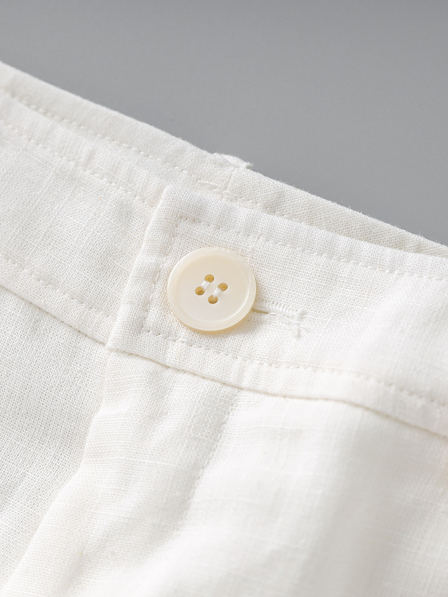 Quần âu ống rộng phong cách tiền cũ vải Tencel linen trắng mùa hè — Màu trắng