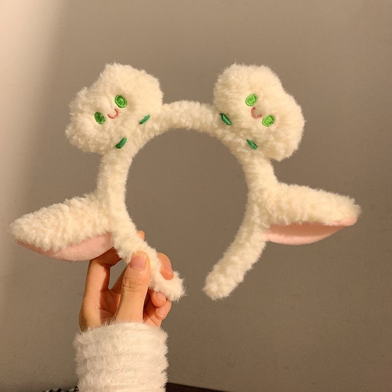 Donne, Nuovo accessorio dolce dei cartoni animati, Fascia per capelli in peluche per bambini, Grazioso ornamento per capelli per lavarsi il viso_voghion.com