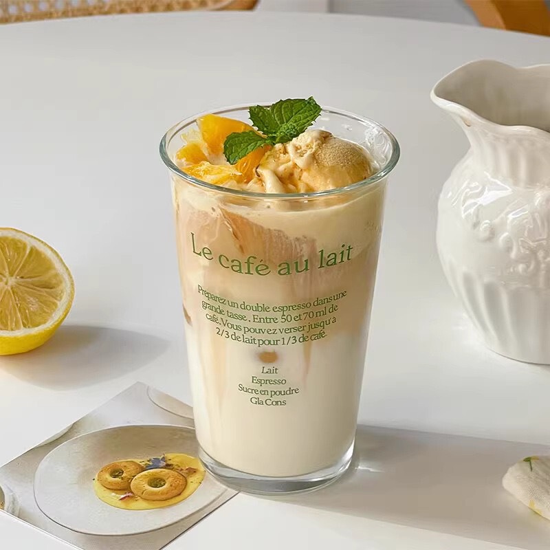 High Household Glass 350ml Creative Letter Drink Coffee Cup Thickened Office Push Gift Cup