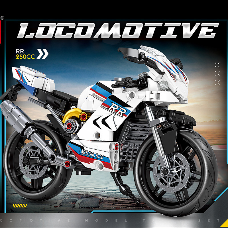 Mindy K2206 New Artificial Motorcycle Assembled Building Block Model Ornaments High-End Color Box Boy Birthday Gift