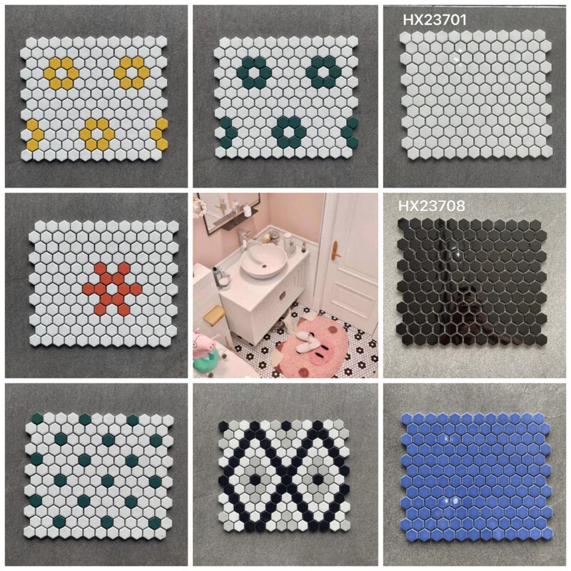 Scandinavian Small Hexagonal Ktv Kitchen Bathroom Bathroom White Blue Black Hexagonal Ceramic Mosaic Tiles Scandinavian Small Hexagonal Ktv Kitchen Bathroom Bathroom White Blue Black Hexagonal Ceramic Mosaic Tiles
