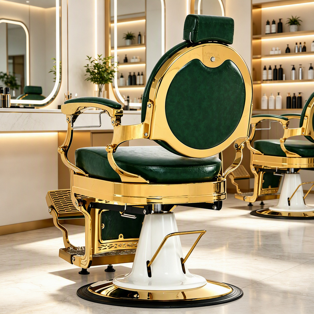 Sillón de Barbería Reclinable Fanjie para Hombres, Sillón Profesional para Salón de Belleza, Sillón de Corte de Pelo Semitiltable de Alta Resistencia, Sillón de Barbería Ajustable