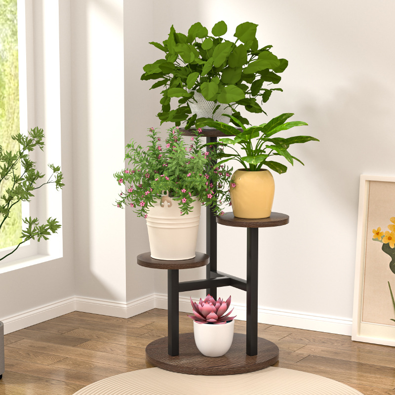 Estante de flores transfronterizas sala de estar interior estante de maceta balcón estante de flores de hierro forjado estante de almacenamiento multicapa simple tipo piso