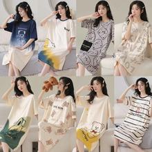 量大批发跨境睡裙女短袖夏季韩版宽松加大码可爱卡通女士夏天家居