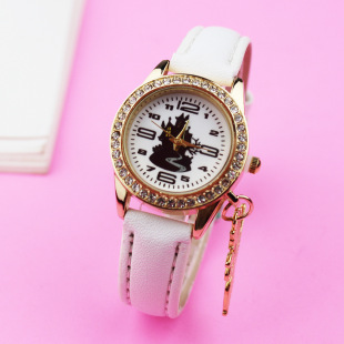 Markless Halloween Children's Cartoon Diamond Watch Cross-Border Cute Student Ladies Quartz Cat Pendant