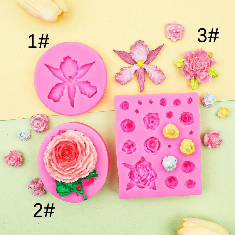 Grande y pequeño Rosa forma fondant pastel molde chocolate fondant pastel decoración epoxi arcilla decorativa Silicona