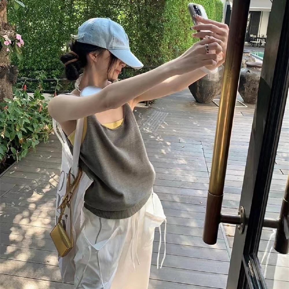 韩系针织露背吊带背心女外穿感性感风内搭辣妹女装打底衫上衣