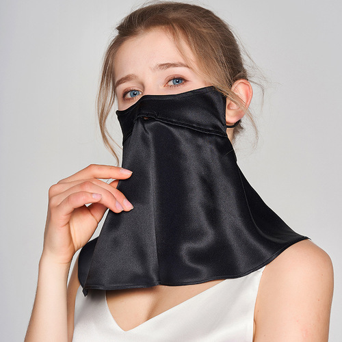 Silk with UV Protection Face Mask, Summer Face Sunscreen for Outdoor Cycling, Protects Neck, Mulberry Silk Scarf