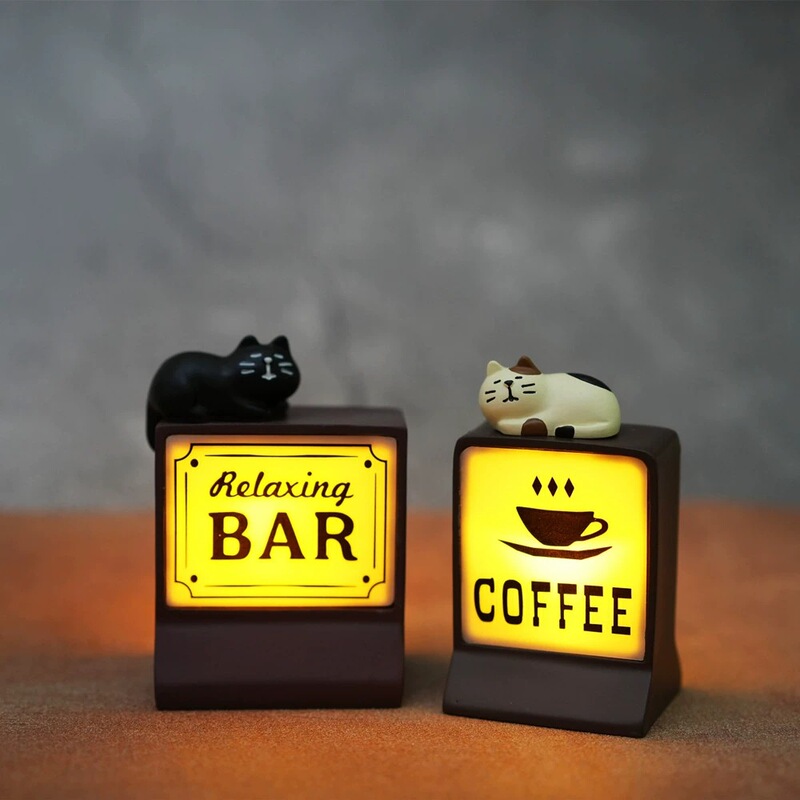 Japanese Zakka Desktop Bar Coffee Shop Atmosphere Light Decorative Ornaments Cat Night Light Retro Gift Gift