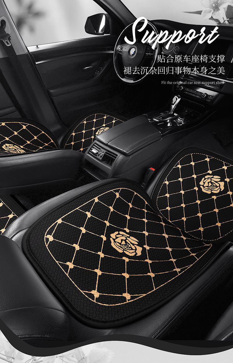 Internet Celebrant Car Cushion Small Chanel Rose Flower Seat Cover Bow Cartoon Women's Seat Cover Half Pack Camellia Seat Cushion
