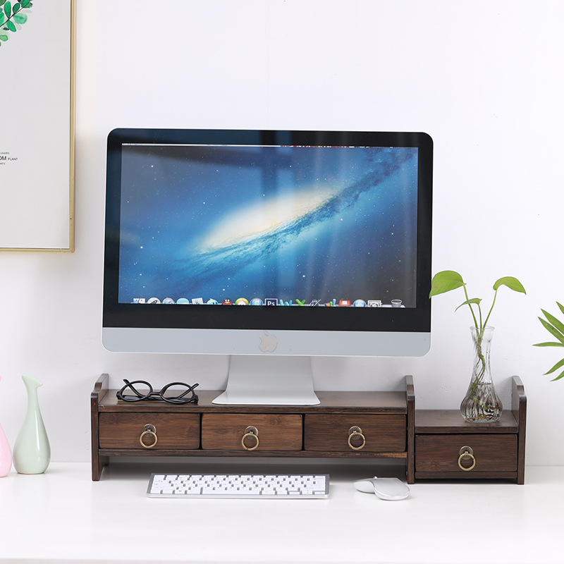 Soporte Elevador para Monitor de Bambú, para Escritorio y Oficina