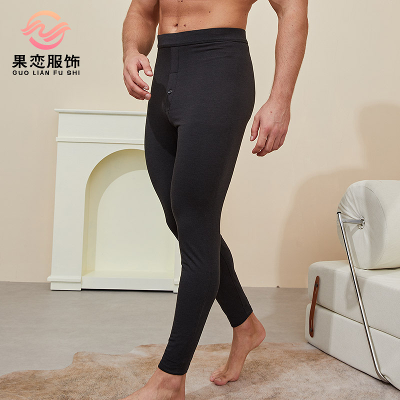 Guilian Autumn and Winter Silk Thickened Warm Pants Men's Mulberry Silk Fit Leggings Autumn Pants Slim-fit