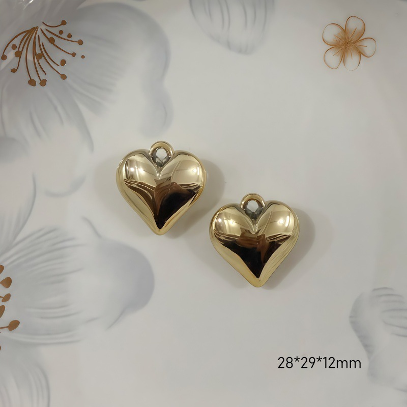 Chapado en oro y plata para proteger el color de la superficie brillante de acrílico melocotón amado colgante en forma de corazón pulsera manual collar de clavícula juguete DIY image 34