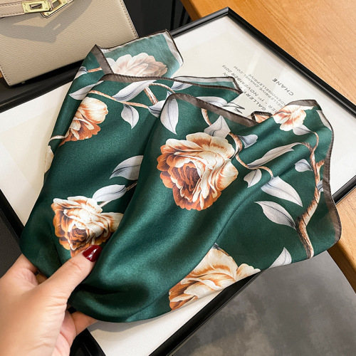  Temperament silk square scarf for women, spring, autumn and summer mulberry silk decorative scarf with shirt scarf gauze scarf