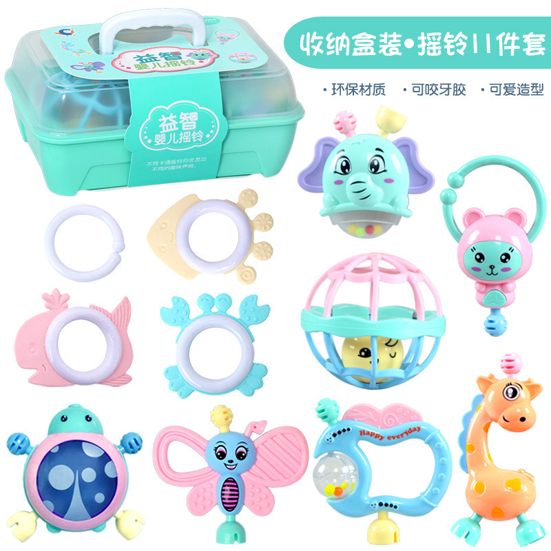 跨境东南亚婴幼儿摇铃套装宝宝0-1岁益智牙胶手摇铃母婴玩具礼盒