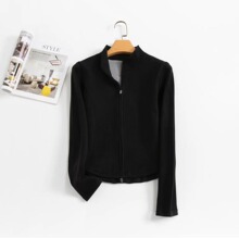 石墨烯蚕丝加厚立领上衣女秋冬显气质时尚显瘦百搭拉链瑜伽服外套