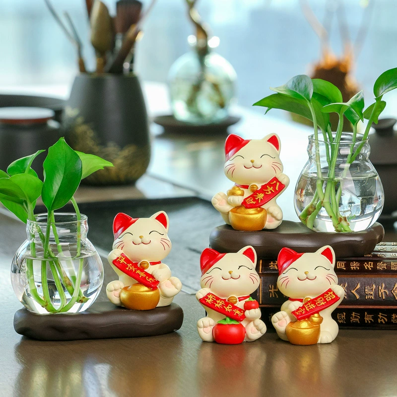Удачная кошка гидропонная домашняя украшение новогодний подарок чайный стол гидропоника ваза с растениями