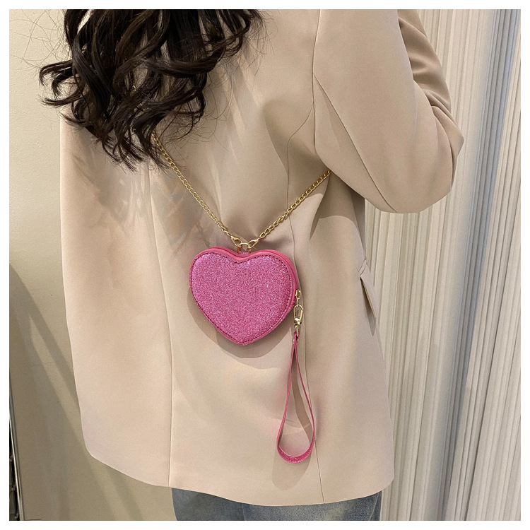 Women's New Heart Shaped Box Bag Chain Bag Fashion Shoulder Bag Crossbody Bag Solid PU_voghion.com