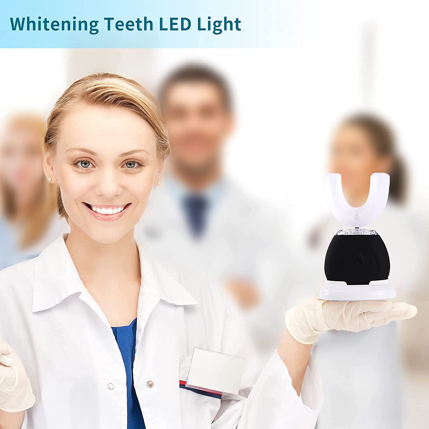 U-shaped Electric Toothbrush Blue Light Whitening Toothpaste Remover for Students, Couples, Household Use, Teeth Whitening Device with One-Time Delivery