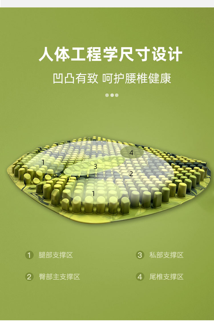 Camouflage silicone car seat cushion, suitable for all seasons, single-piece, breathable, with massage and therapeutic functions, 3D office seat cushion, breathable and cooling