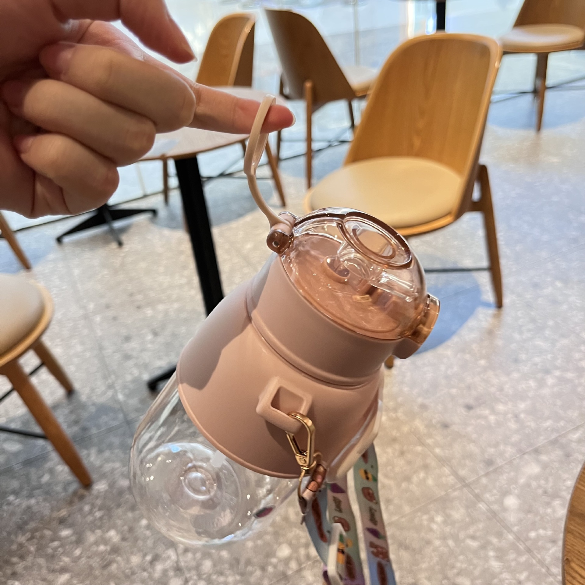 Vaso de Paja de Gran Capacidad, Popular Vaso de Plástico, Vaso Infantil Anticaídas con Dibujos Animados y Correa, Vaso Portátil