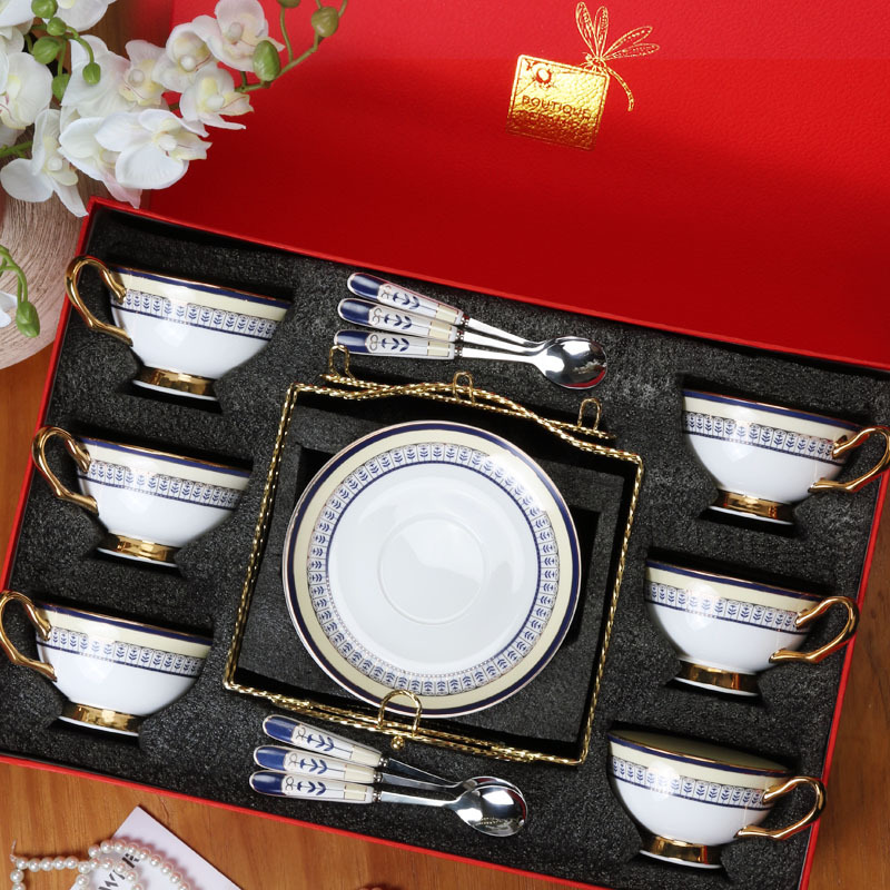 Tazas de café europeas de alta calidad, lujo ligero, sensación de alta calidad, set de té de la tarde, tazas de cerámica y platos