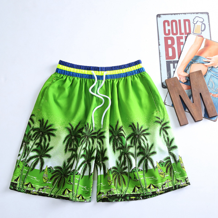 Polyester Fabric Type Mid Waist Waist Line Straight Pants Pants Type Men'S Coconut Tree Casual Regular Fit Men's Bottoms