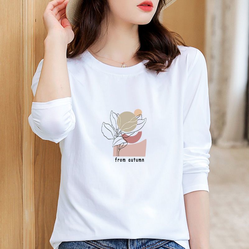 女性用ボトリングシャツ 5 春と秋の新しいスタイルの女性用ルーズホワイトシャツ長袖カジュアル Tシャツ|undefined