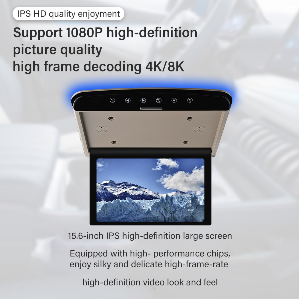Cross-Border 15.6inch Inch Ceiling-Mounted Tv Ips Mp5 Player with USB and HDMI Input Car Display Monitor Hd