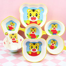 五和儿童餐具巧虎密胺碗宝宝辅食碗家用可爱卡通小孩吃饭碗水杯勺