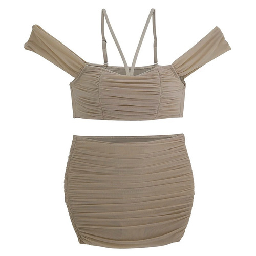 Women's 2025 New Design, Separate Skirt Style, Solid Color, Sexy Bikini, Strapless Vacation Swimwear from South Korea