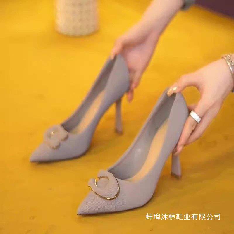 Wholesale Foreign Trade Shoes, Pointed Toe Shallow Mouth Single Shoes for Women, New Spring High Heels, Slim Fit, Professional Work Shoes