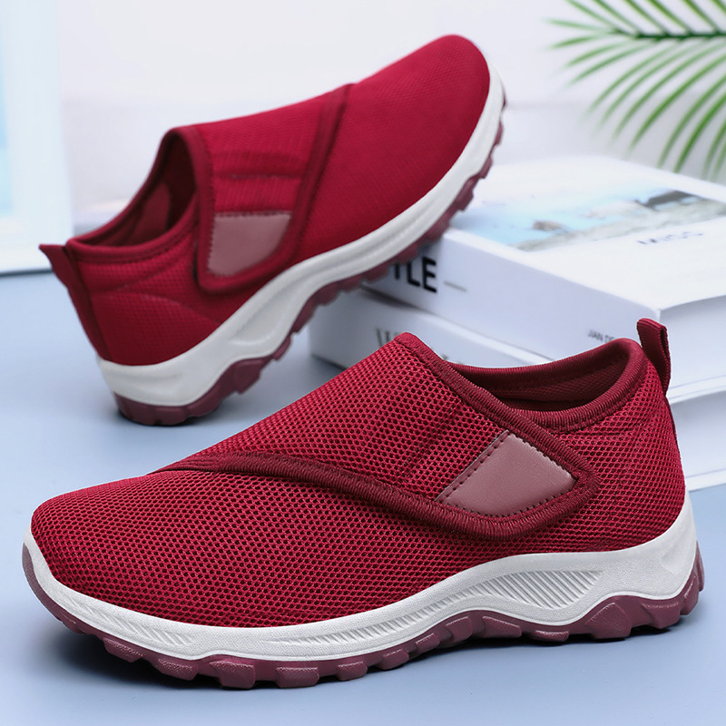 Zapatos mujer verano malla transpirable comercio exterior zapatos de mujer zapatos casuales Velcro pies pies anchos pies gordos caminar zapatos de madre al por mayor