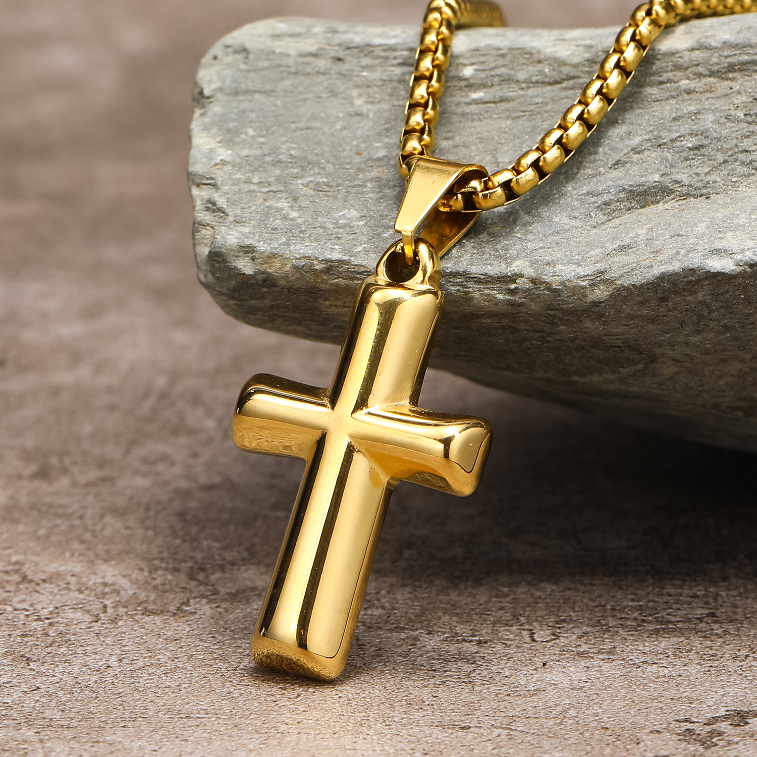 1 Piece Quantity 1 Piece 304 Stainless Steel Real Gold Plated Cross Pendant