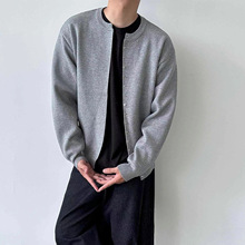 日系复古圆领薄款钉扣开衫男秋冬季宽松休闲针织衫高级感毛衣外套