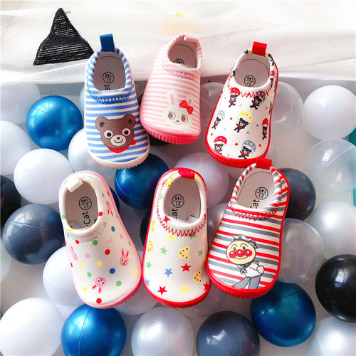 Spring and autumn stretch canvas shoes baby soft sole toddler shoes one-foot kindergarten indoor shoes boys and girls shoes