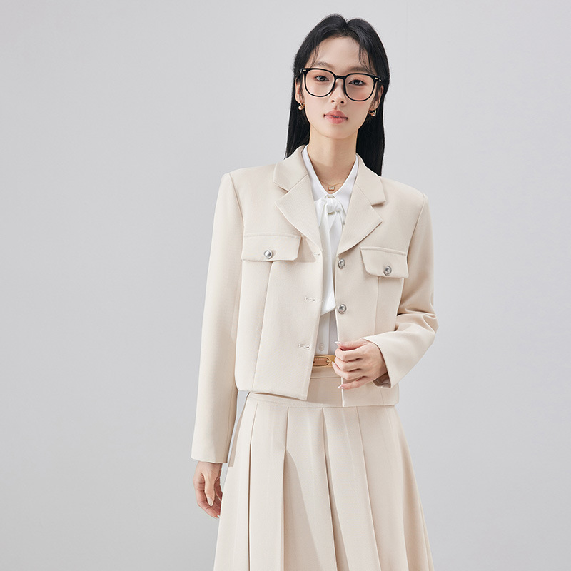 高端职业套装女秋冬新款洋气短款小西装外套职场面试穿搭一整套裙|undefined