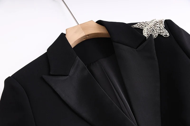 Women's Clothing 2024 Spring New Super Heavy Industry Flower Beading BLINGBLING Waist Satin Collar Suit Dress Ready in Stock_ipsvogv.com