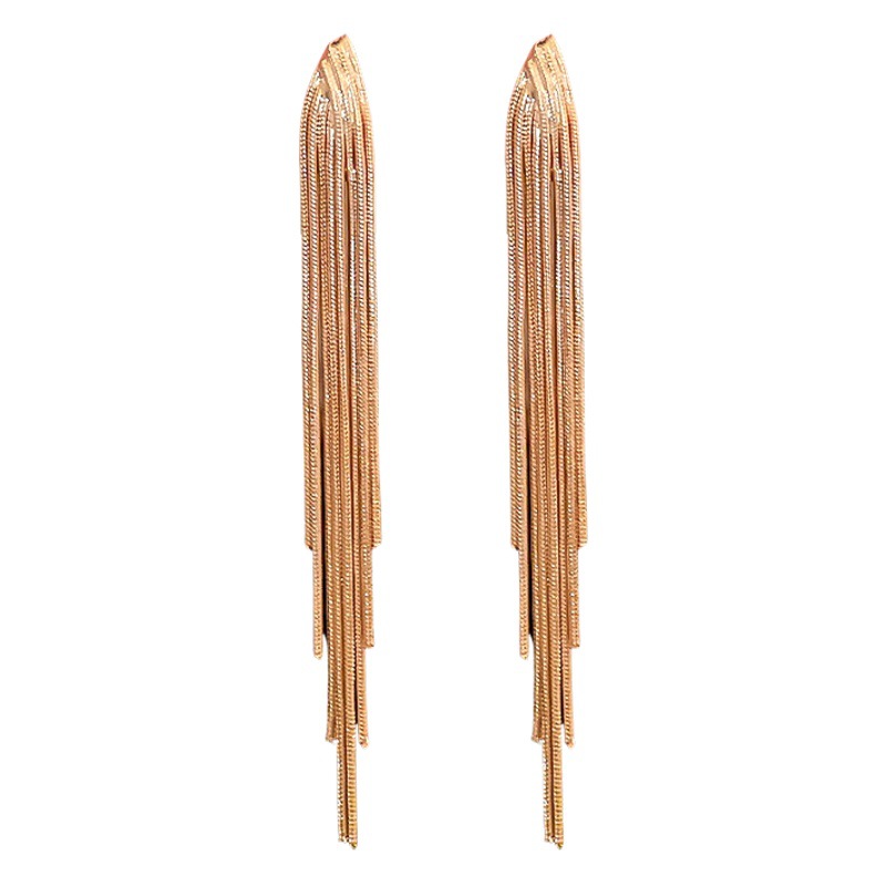 Pendientes largos de borla de cadena de aguja de plata Pendientes de alto grado de lujo ligero europeo y americano Pendientes de diseño de moda exagerada de nicho