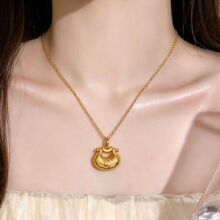金店同款黄金色小钱包福袋轻奢复古祥云元宝锁吊坠女款招财进宝