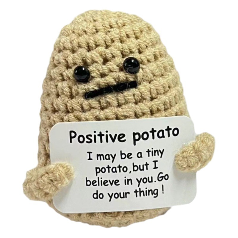 Amazon positivepotato hilado de lana tejida ganchillo patata divertida descompresión muñeca tejida a mano