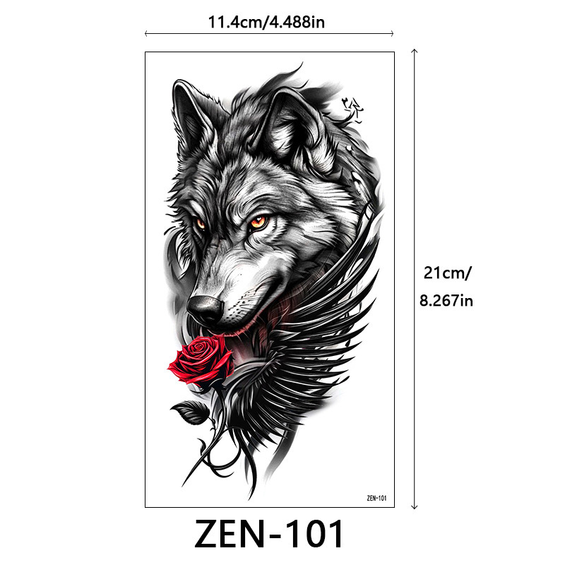 新品跨境 ZEN小全臂纹身贴半臂纹身贴动物花朵万圣节纹身贴tattoo|undefined
