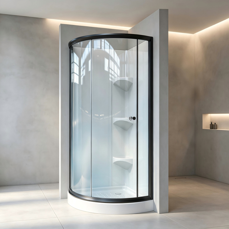 Foshan Manufacturer Wholesale Household Aluminum Alloy Full-Arc Single-Handle Door Opening Simple Shower Room with Automotive-Grade Tempered Glass