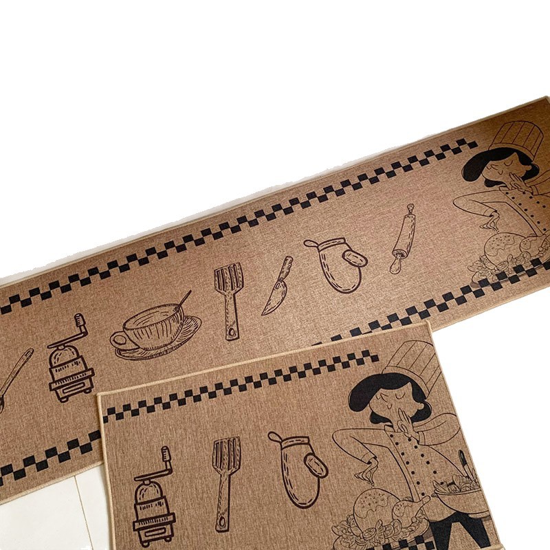 Transfronterizo Amazon cocina esterilla lino absorción esterilla dos piezas set resistente al desgaste esterilla antideslizante cortable hogar image 6