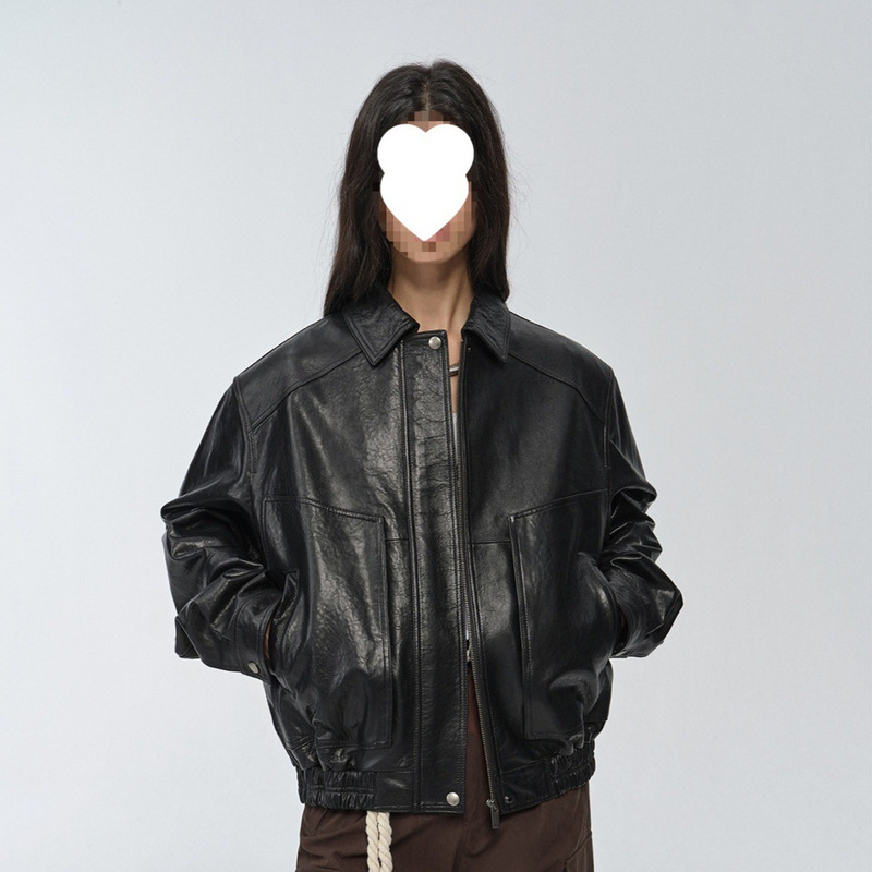 Fashionable New Sheepskin Motorcycle Jacket Leather Coat for Women Spring