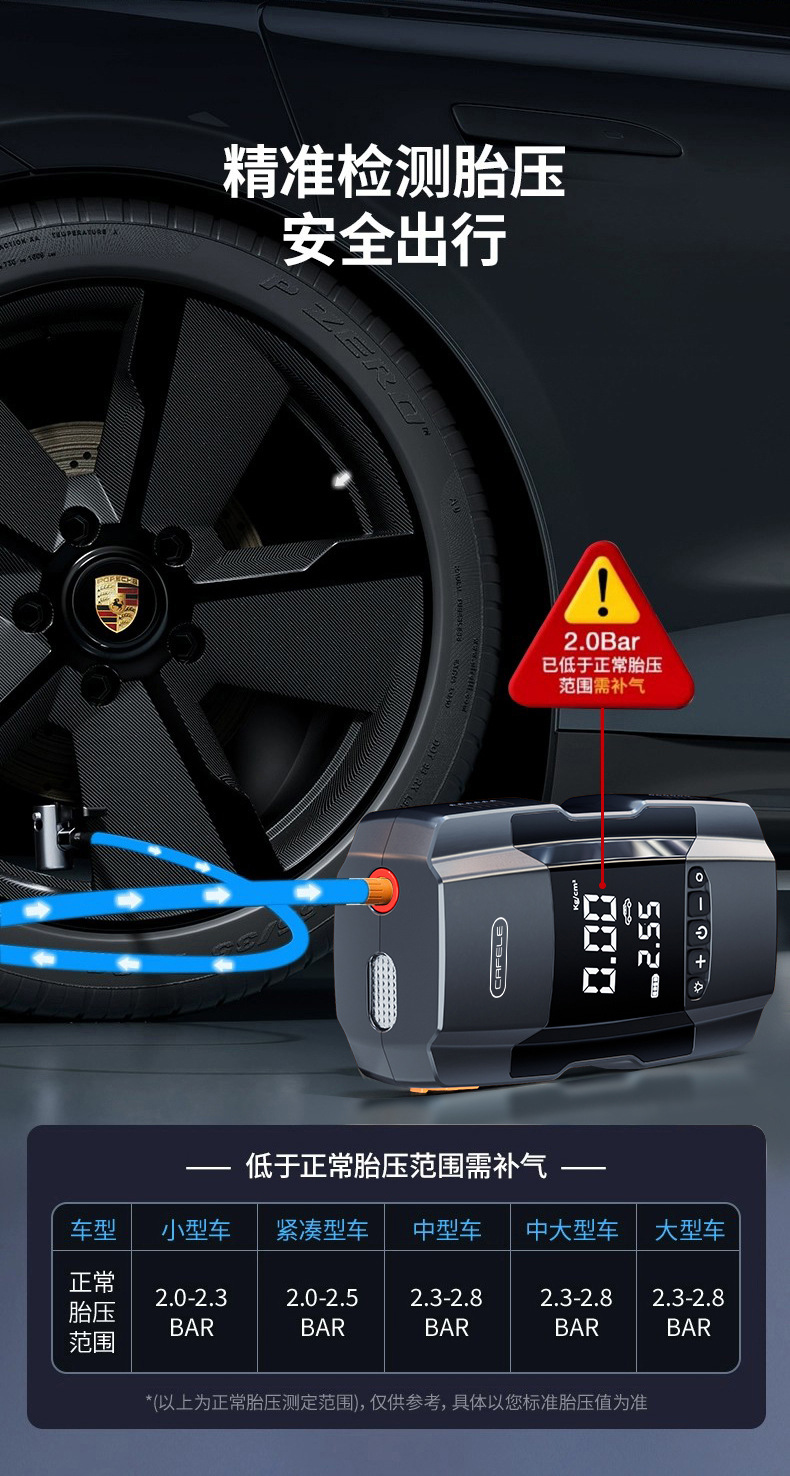 Kafeila 602 Black Multifunctional Jump Starter Emergency Power Supply All-In-One Device Car Portable Air Pump
