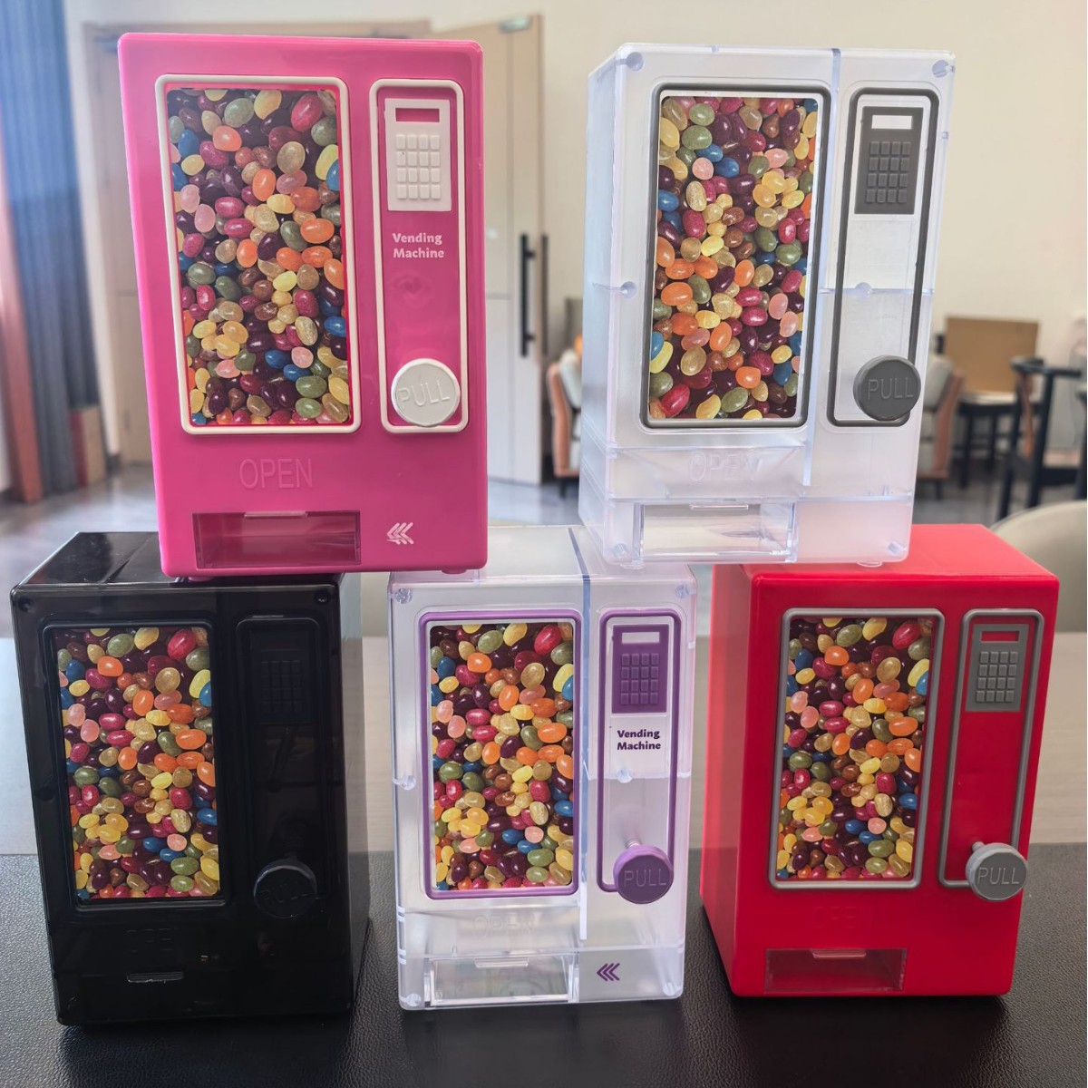 mm豆巧克力豆彩虹糖糖果机迷你小豆机m豆储物罐儿童摆件玩具