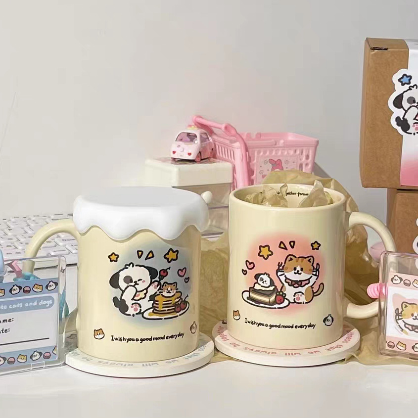 可爱卡通小橘猫陶瓷马克杯家用宿舍水杯生日礼物商务个人跨境礼品